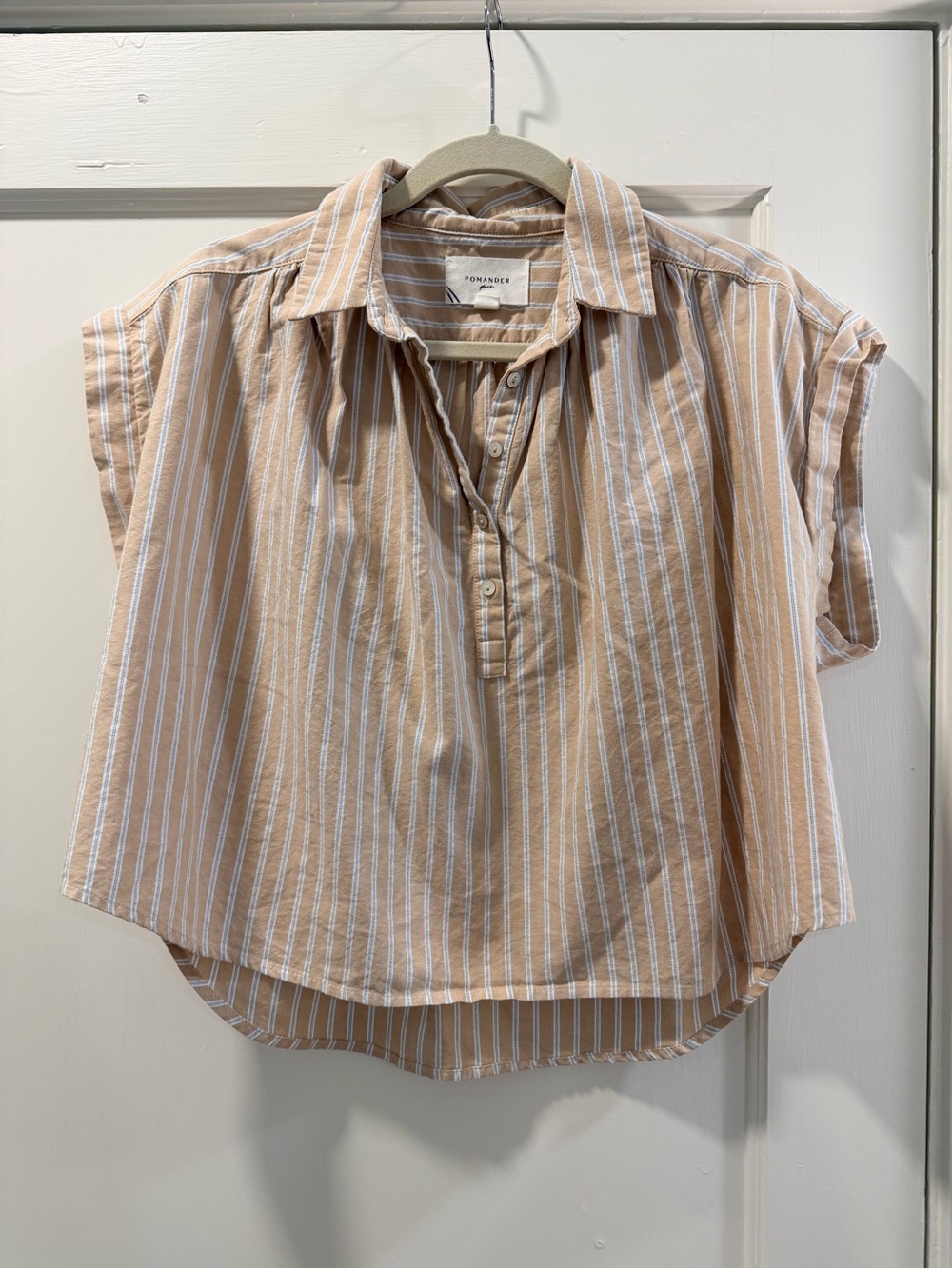 Pomander Place Striped Button-Front Short Sleeve Shirt